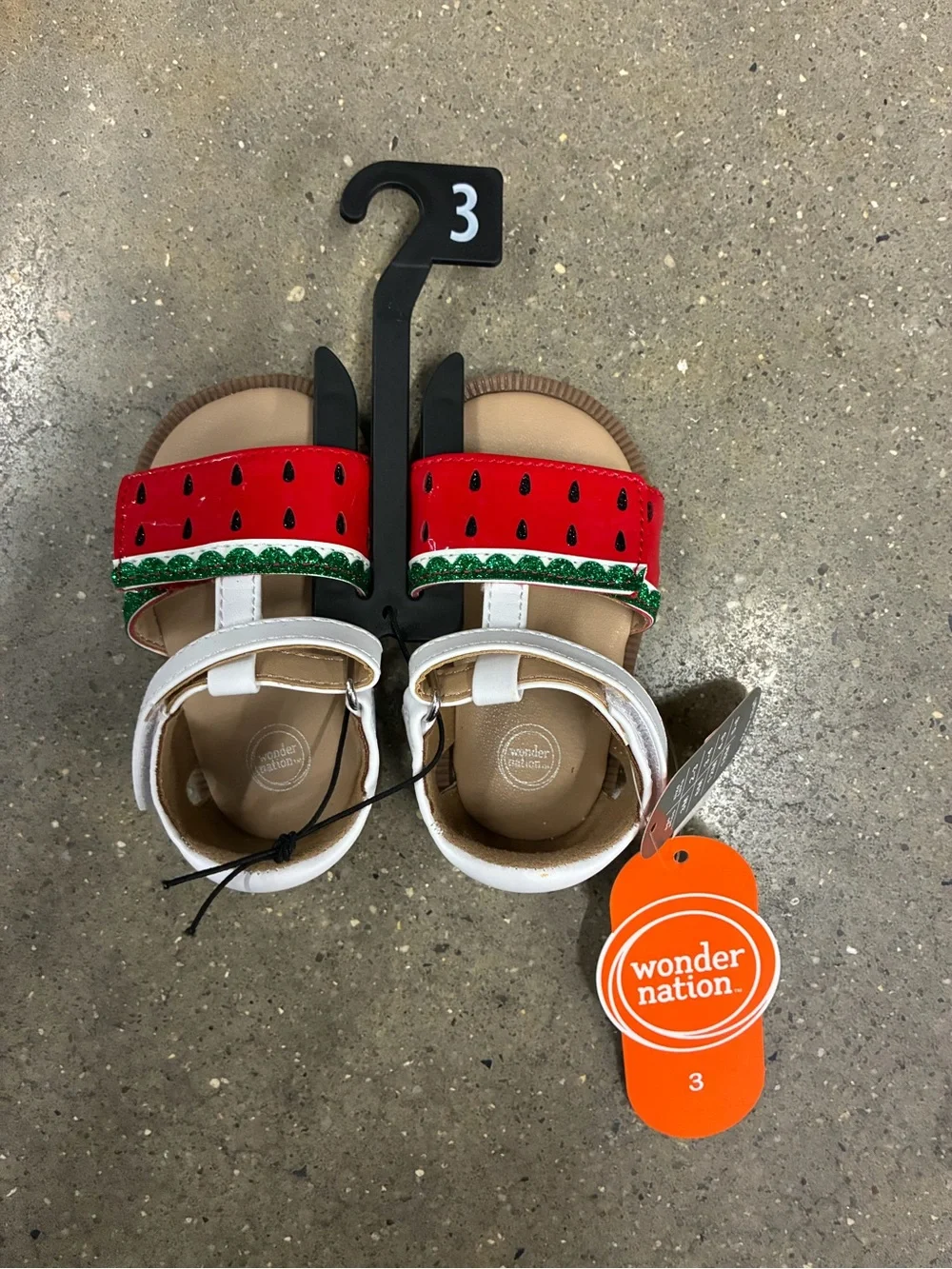 wonder nation Watermelon Sandals with Glitter Trim - Red White Green